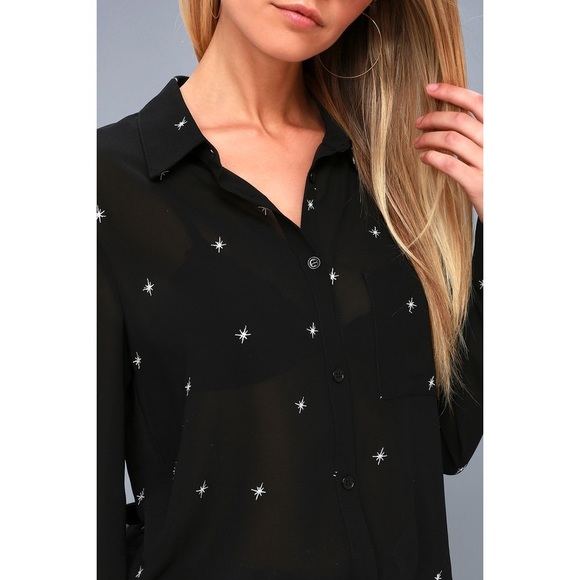 Asher Embroidered Black Long Sleeve Top - Picture 4 of 4